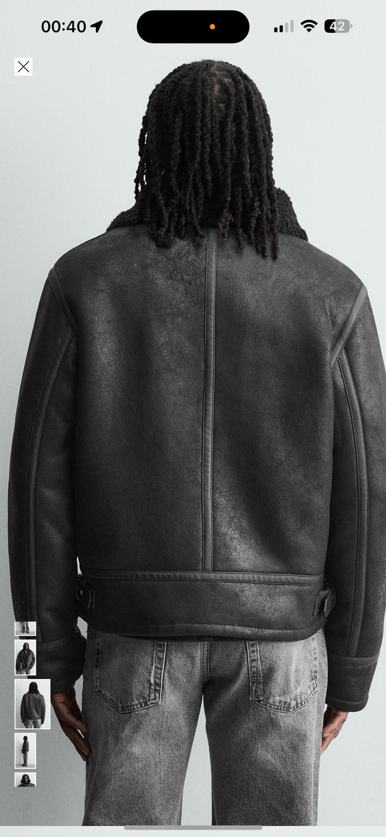 zara kontrast suni deri ceket - Görsel 4