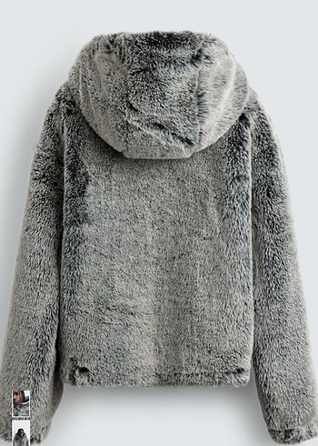 zara suni kürk kapüşonlu ceket - Görsel 4