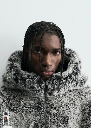 zara suni kürk kapüşonlu ceket - Görsel 6