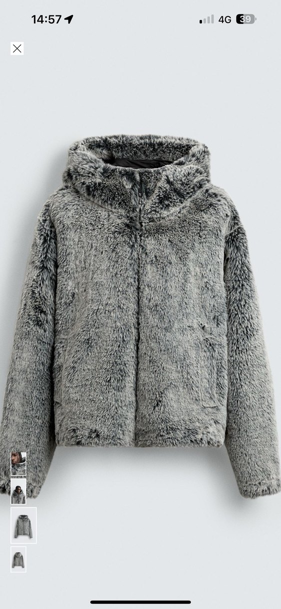 zara suni kürk kapüşonlu ceket - Görsel 5