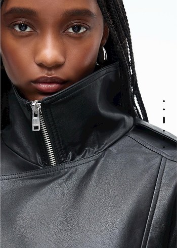 bershka kemerli suni deri ceket - Görsel 5