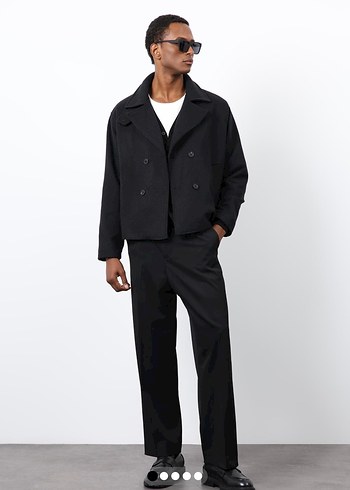 kruvaze kısa kaban - Görsel 2