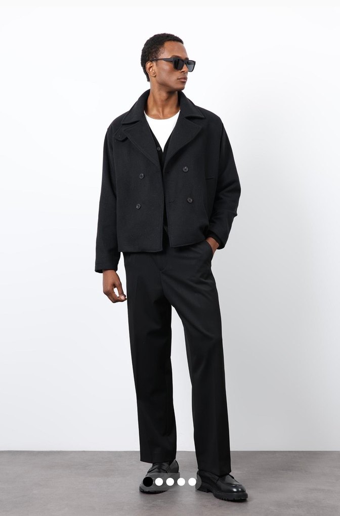 kruvaze kısa kaban - Görsel 2