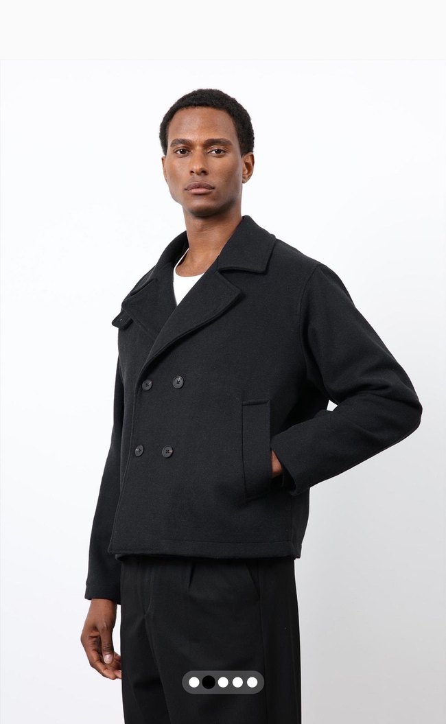 kruvaze kısa kaban - Görsel 3