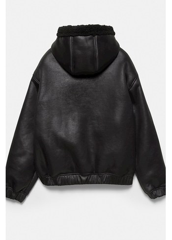 pull bear suni yünlü kapüşonlu ceket - Görsel 3