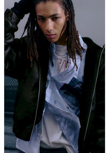 pull bear suni yünlü kapüşonlu ceket - Görsel 7