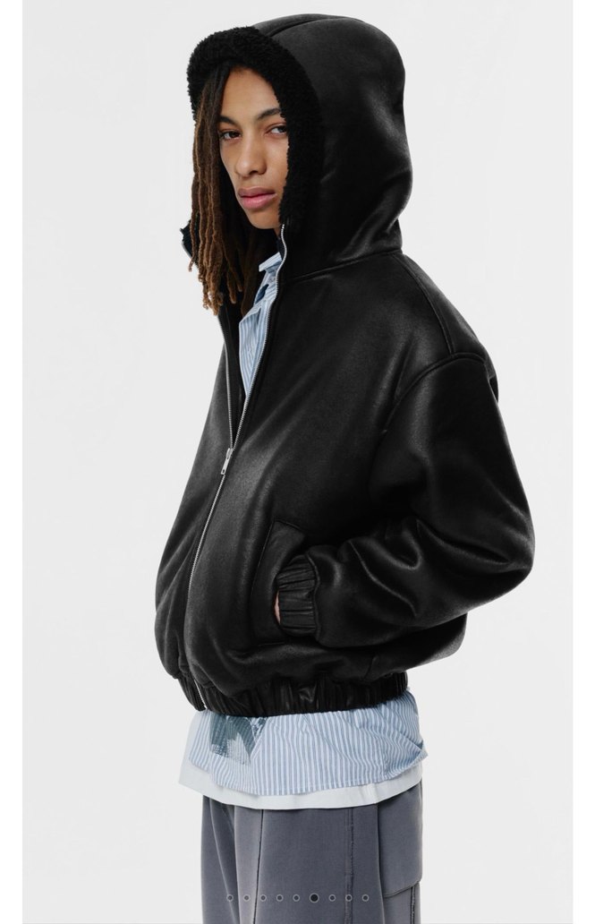 pull bear suni yünlü kapüşonlu ceket - Görsel 5