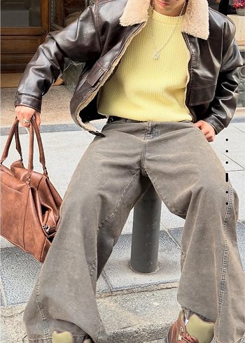 bershka suni deri ceket - Görsel 5