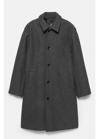 pull bear uzun kaşe kaban - Görsel 2