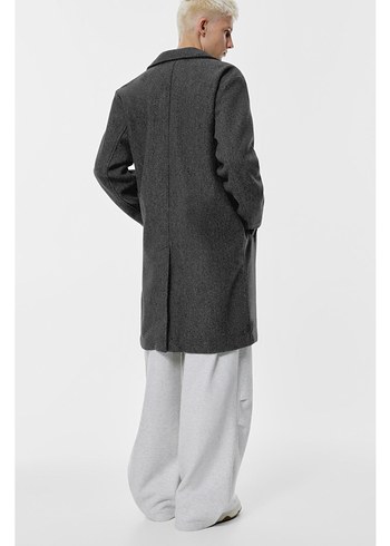 pull bear uzun kaşe kaban - Görsel 6