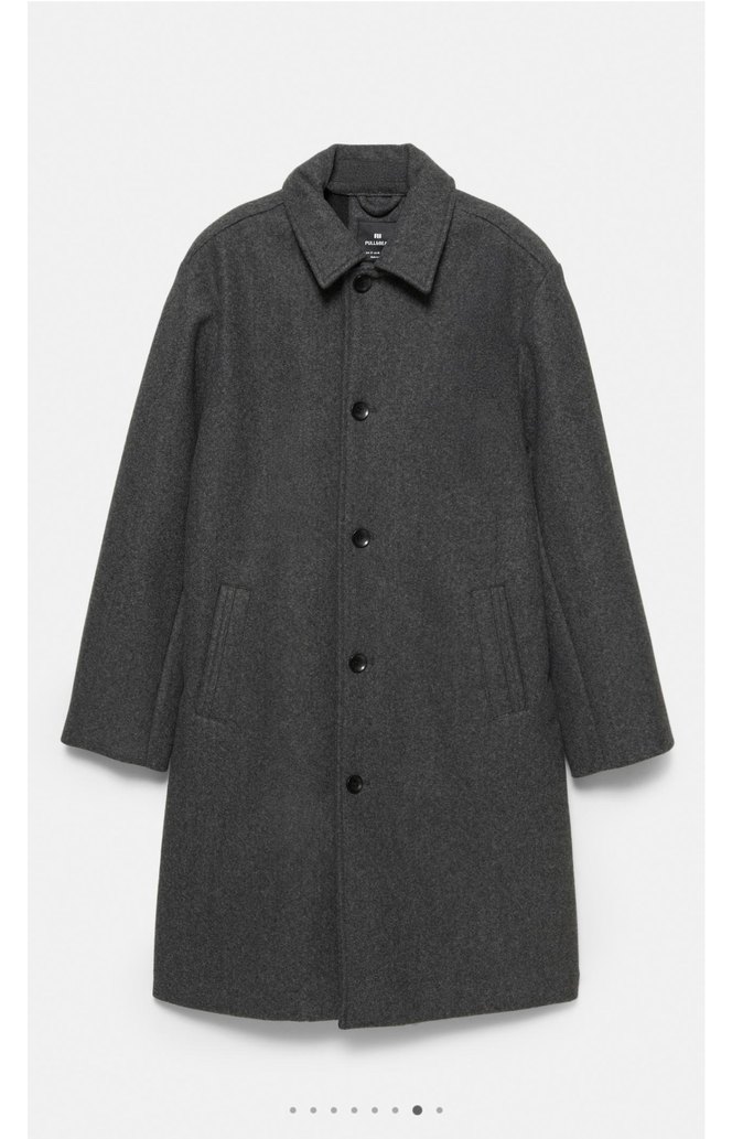 pull bear uzun kaşe kaban - Görsel 2