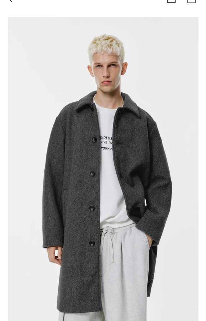 pull bear uzun kaşe kaban - Görsel 3