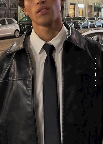 bershka zımbalı deri ceket - Görsel 5