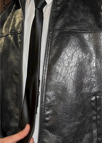 bershka zımbalı deri ceket - Görsel 3