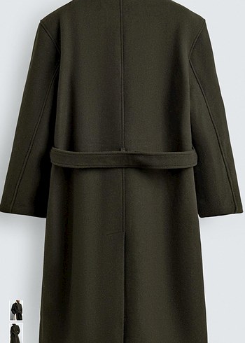 zara kemerli yün kruvaze kaban - Görsel 5