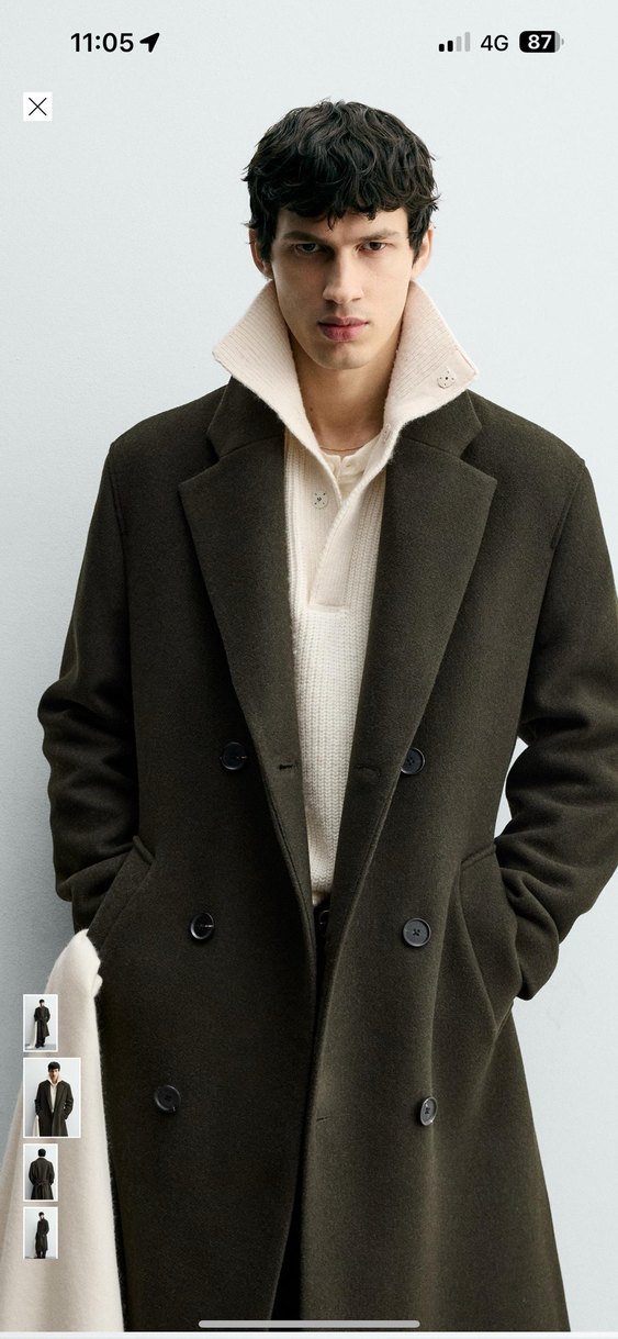 zara kemerli yün kruvaze kaban - Görsel 2