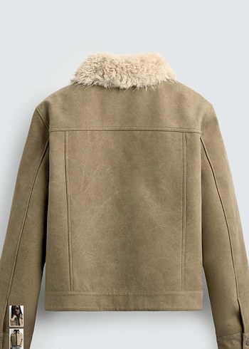 zara kontrast suni kürklü pamuklu ceket - Görsel 8