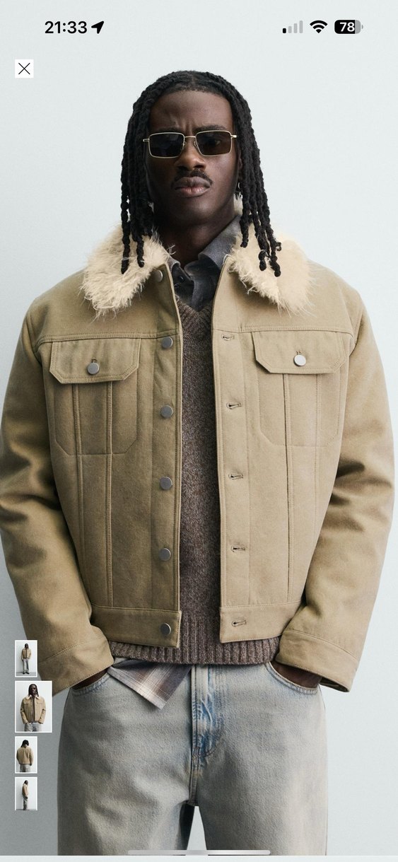 zara kontrast suni kürklü pamuklu ceket - Görsel 2