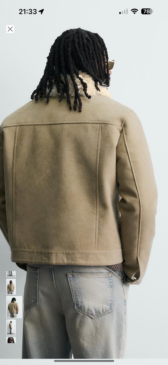 zara kontrast suni kürklü pamuklu ceket - Görsel 3
