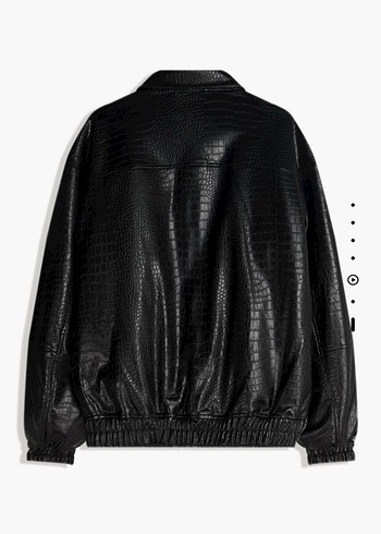 Yılan Desenli Siyah Deri Ceket - Görsel 2