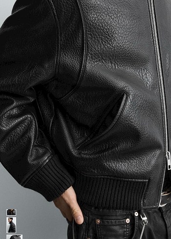 zara suni deri kapitone ceket - Görsel 7