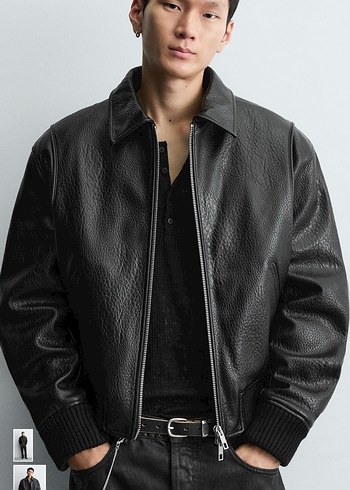 zara suni deri kapitone ceket - Görsel 2