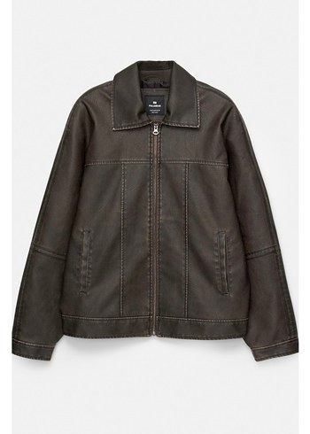 Erkek Kahverengi Deri Ceket - Görsel 3