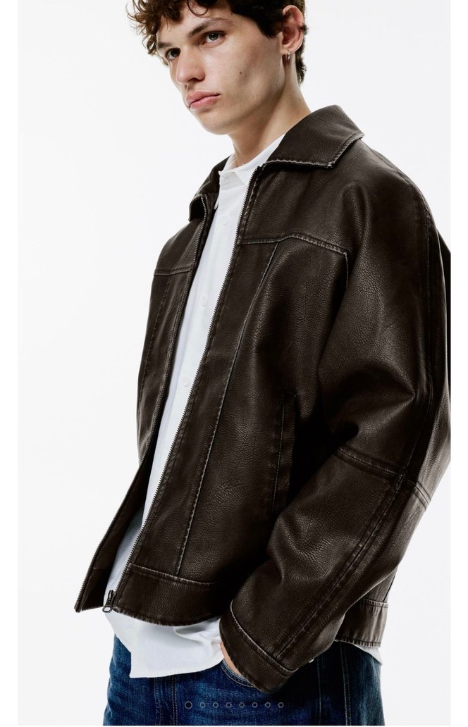 Erkek Kahverengi Deri Ceket - Görsel 2