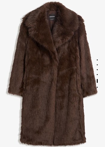 Bershka Kahverengi Uzun Kadin Suni Kurk Mont