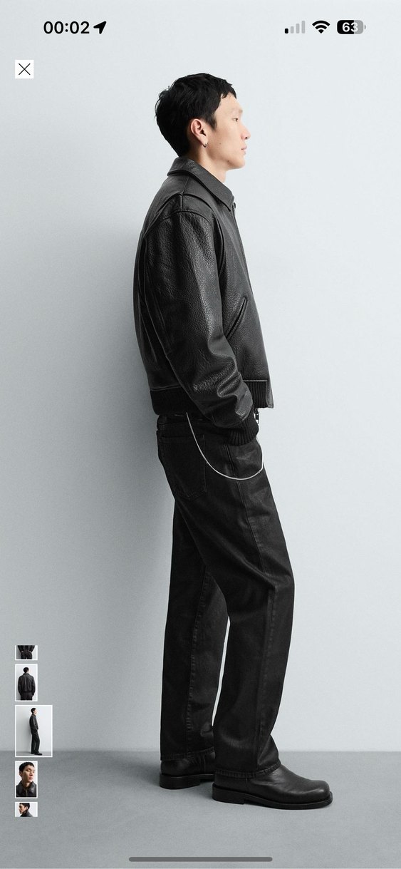 Siyah Deri Kemerli Erkek Ceket - Görsel 2