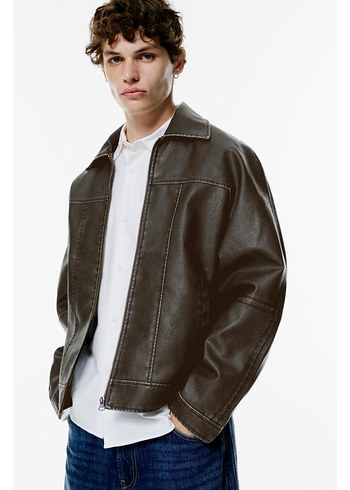 pull bear suni deri ceket - Görsel 5