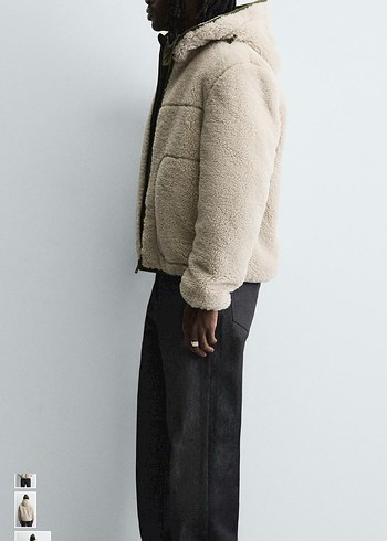 zara kontrast suni yünlü ceket - Görsel 7