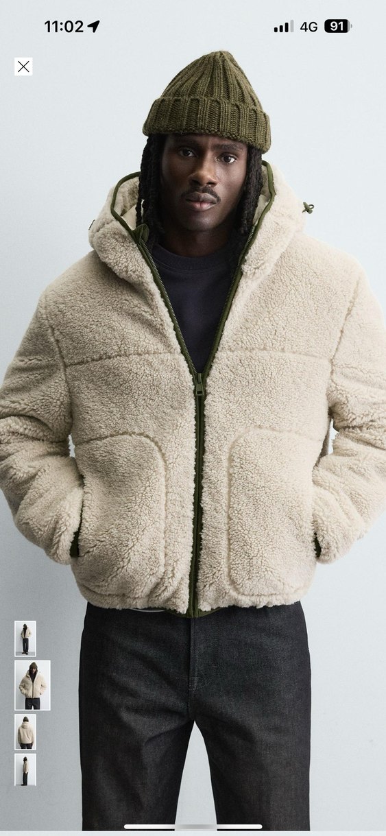 zara kontrast suni yünlü ceket - Görsel 2