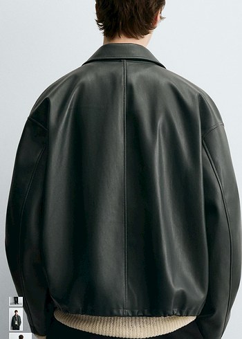 zara reladex fit suni deri ceket - Görsel 8