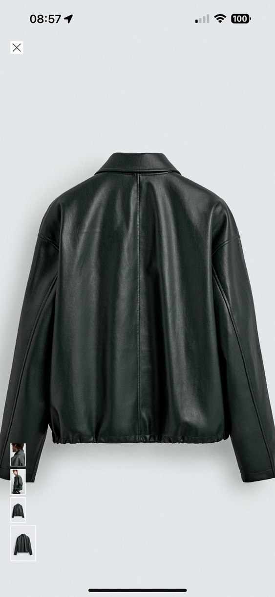 zara reladex fit suni deri ceket - Görsel 2
