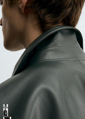zara reladex fit suni deri ceket - Görsel 6