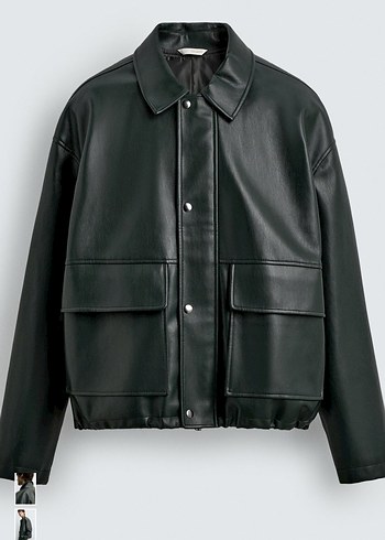 zara reladex fit suni deri ceket - Görsel 8