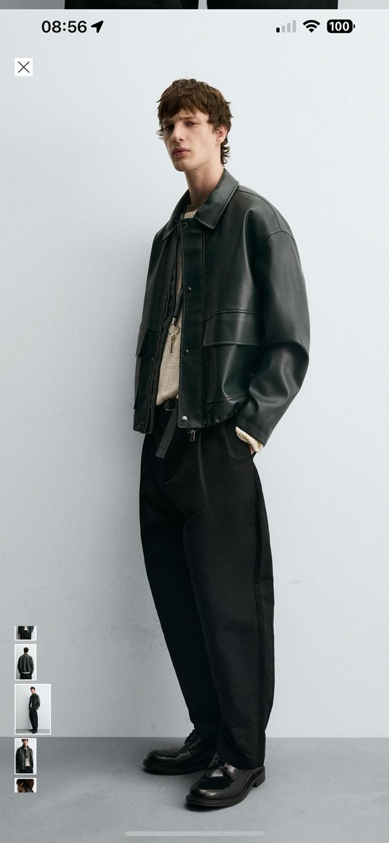 zara reladex fit suni deri ceket - Görsel 3