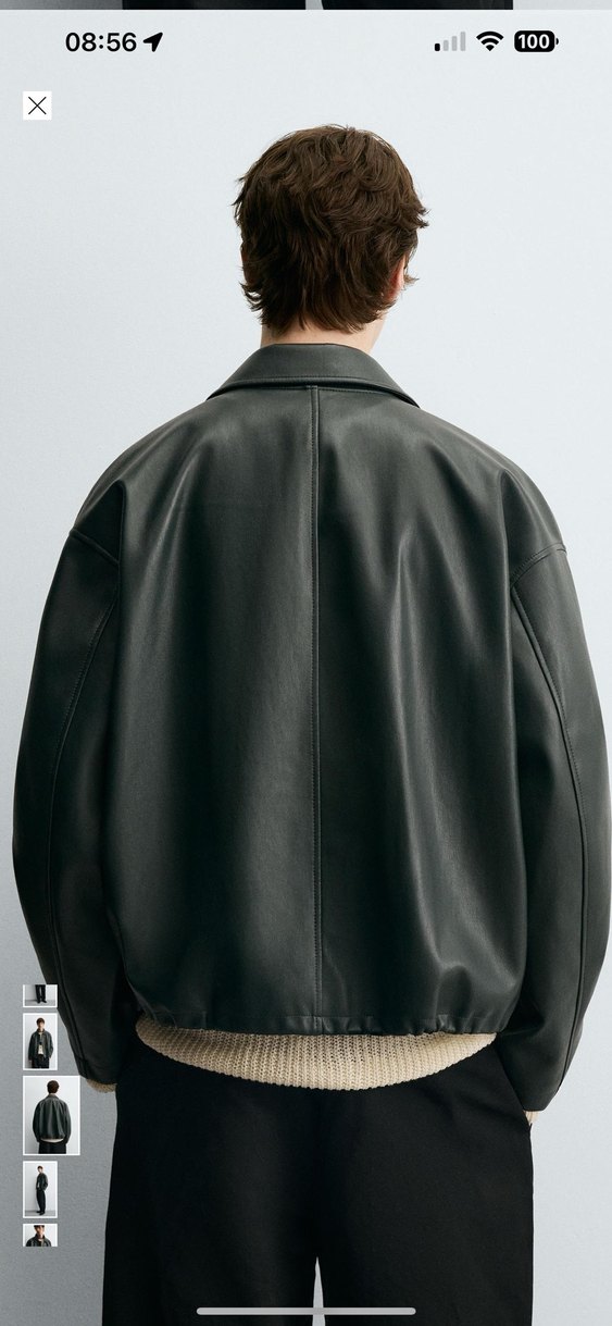 zara reladex fit suni deri ceket - Görsel 4