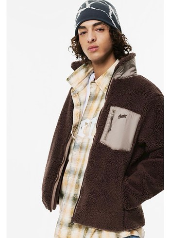 pull bear kombin kumaş yünlü ceket - Görsel 6