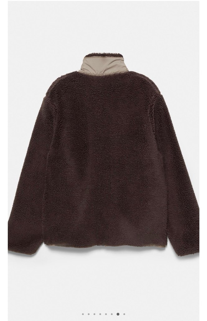 pull bear kombin kumaş yünlü ceket - Görsel 4