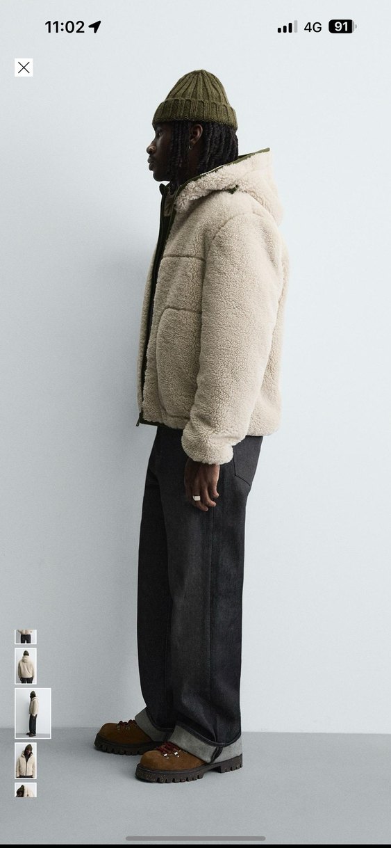 zara kontrast suni yünlü ceket - Görsel 5