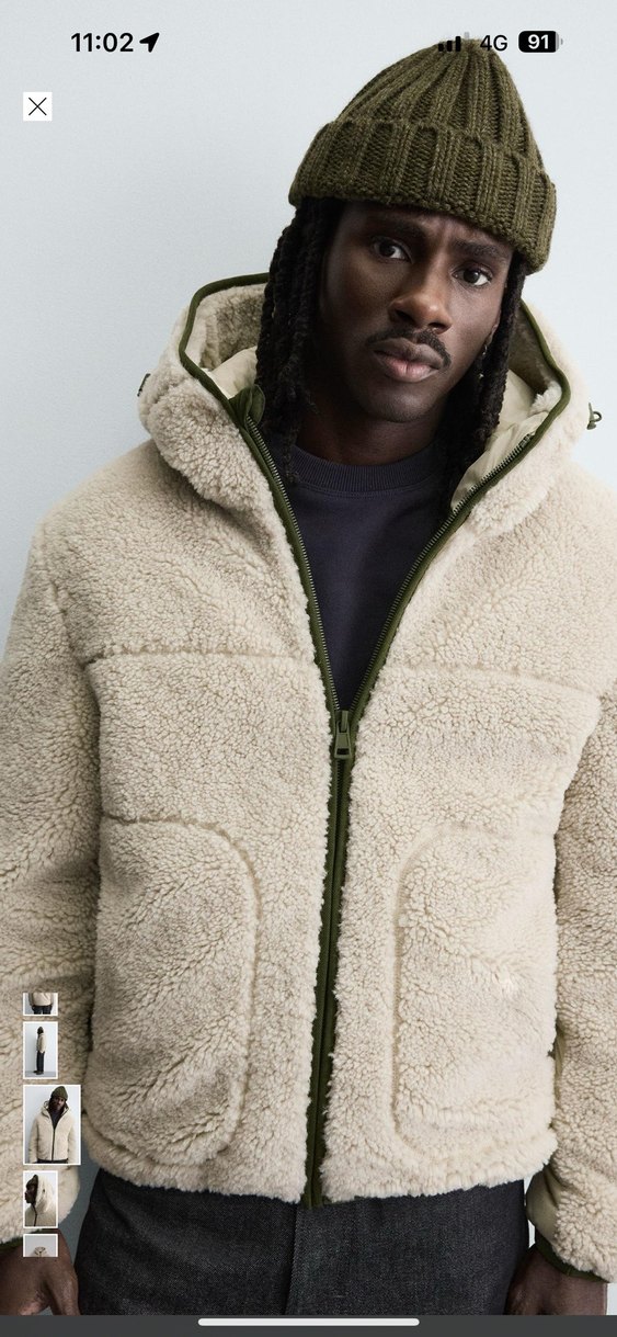 zara kontrast suni yünlü ceket - Görsel 4