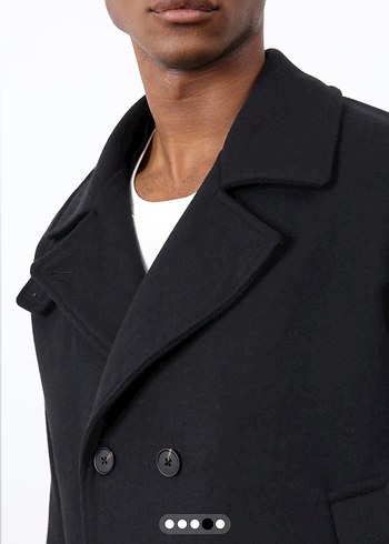 Erkek Siyah Yün Kruvaze Ceket - Görsel 2