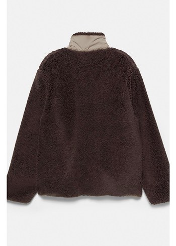 pull bear kombin kumaş yünlü ceket - Görsel 2