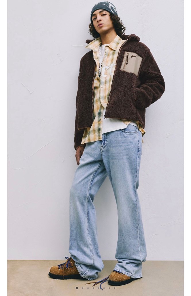 pull bear kombin kumaş yünlü ceket - Görsel 5