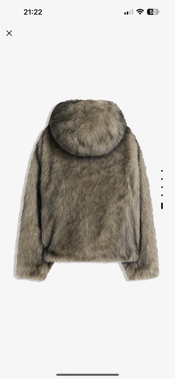 bershka suni kürk kapüşonlu ceket - Görsel 5