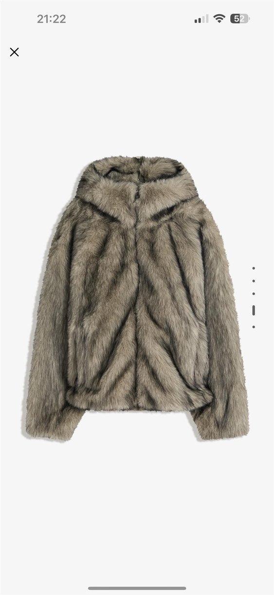 bershka suni kürk kapüşonlu ceket - Görsel 4