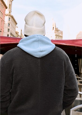 bershka grafik suni yünlü ceket - Görsel 6