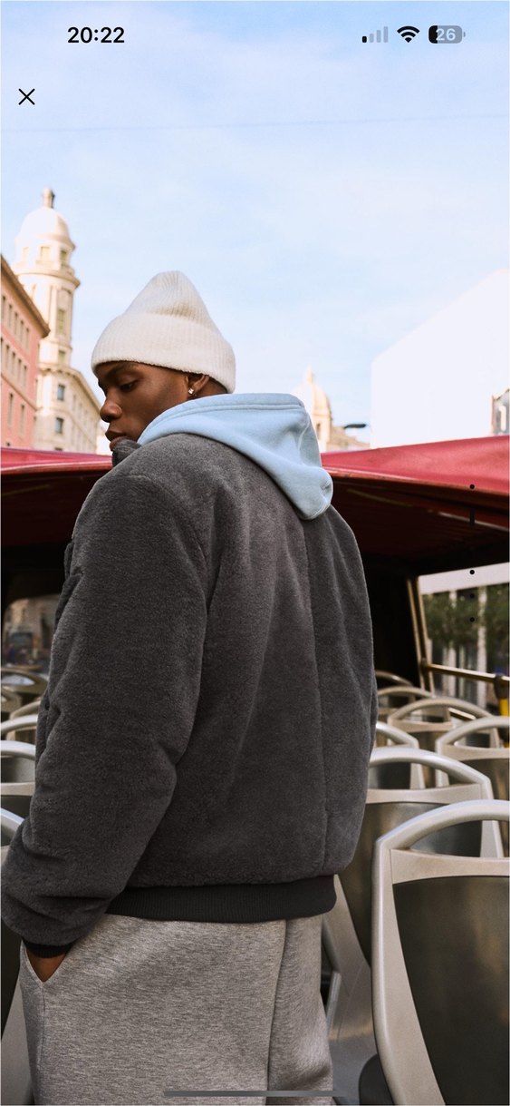 bershka grafik suni yünlü ceket - Görsel 3